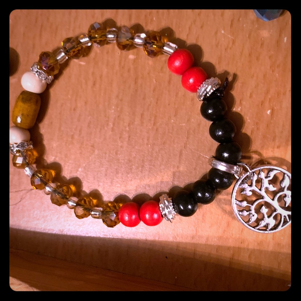 Handmade jewelry (wood & glass bead bracelets)